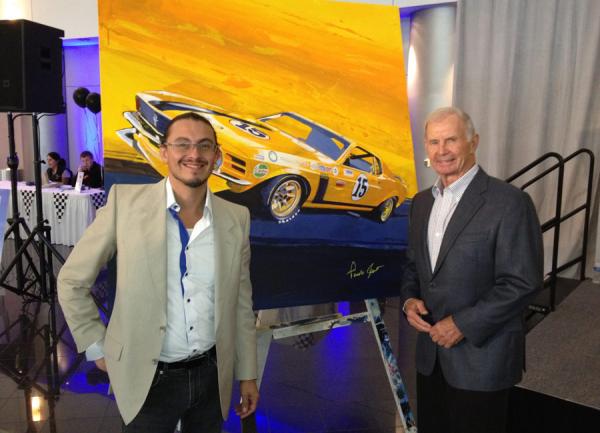 Parnelli Jones and Camillo in front of the paiting Camillo painted.