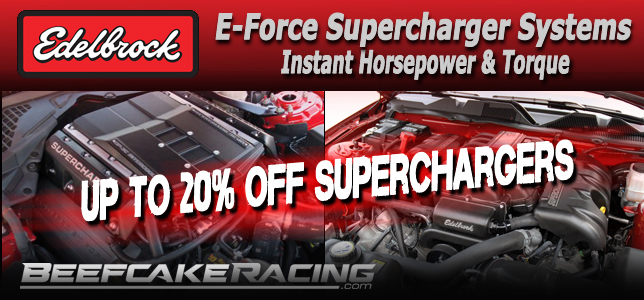 Save 20% Off select Edelbrock Superchargers at Beefcake Racing