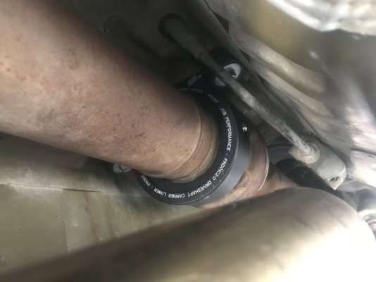 JXBPerformance S197 Driveshaft Center Carrier Assembly Installed 09 GT.JPG