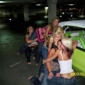 the girls melesting some guys mustang in Vegas.