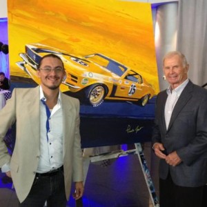Parnelli Jones and Camillo in front of the paiting Camillo painted.