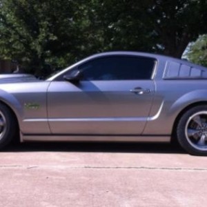 Diver's side view of the Eibach Pro Kit added with the staggered anthracite bullitt 18x10 rear wheels and 18x9 front rims
