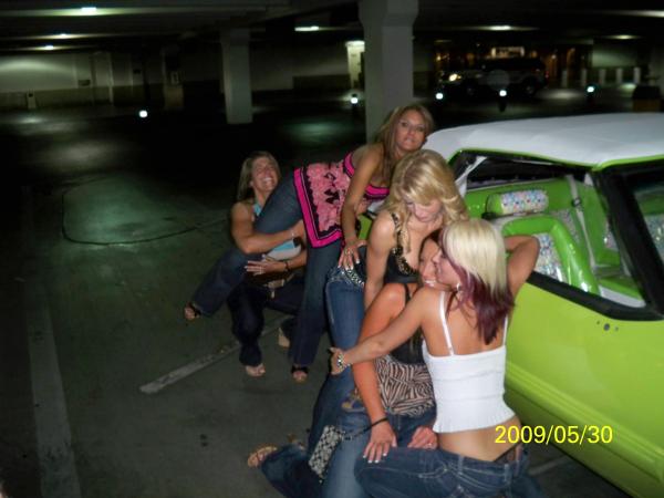 the girls melesting some guys mustang in Vegas.